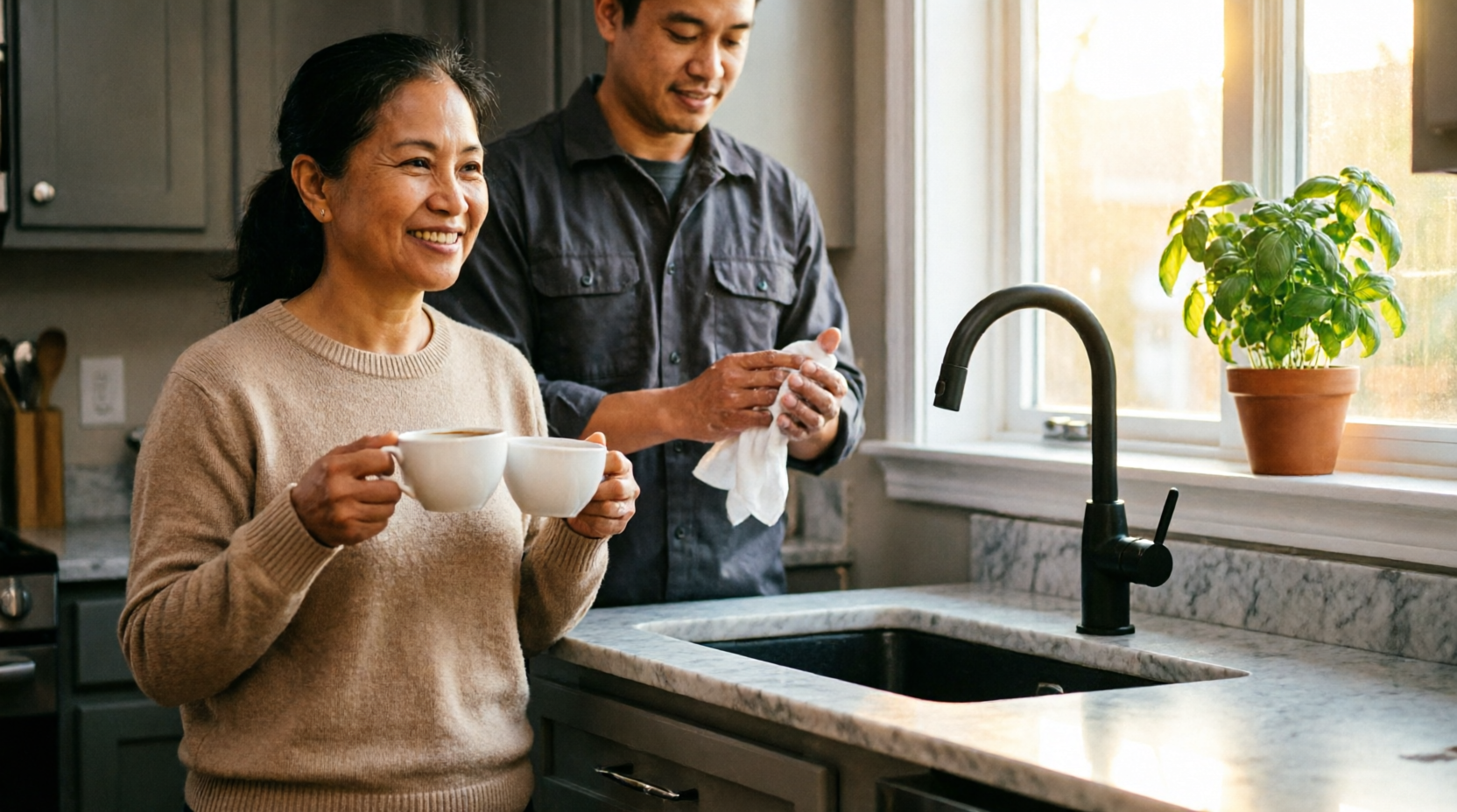 Fixed faucet and happy resident